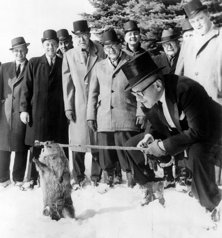 Punxsutawney Phil forecasting more winter weather on Groundhogs Day in 1963. (Photo Courtesy:  Nationalgeographic.com)