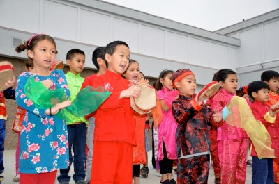 (Photo Courtesy:  Kelli Gile) Nearly 200 Dual Language Immersion students at Walnut Elementary rang in the Lunar New Year for their parents and families on February 20