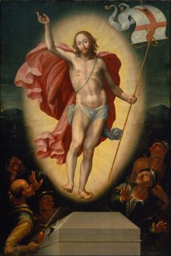 (Image Courtesy:  Wikipedia) 16th-century depiction of Christ’s resurrection, by artist Alonso Lopez de Herrera