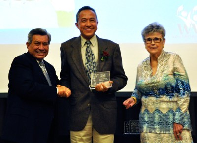 Photo Courtesy: Kelli Gile Westhoff Elementary parent, David Morales, was honored at the WVEF Night of the Stars gala. Shown with Bob Pacheco and Eileen Ansari.