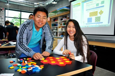 Photo Courtesy: Kelli Gile Chaparral eighth graders arrange tiles to form tessellations during math class on May 5.