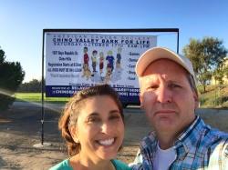 Photo Courtesy:  Bark For Life of Chino Valley  Jennifer Rudin and Lyle Ballard proudly display the new CV Bark For Life sign.
