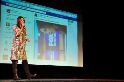 Photo Courtesy of WVUSD Fox 11 anchor Christine Devine shares career advice with Diamond Bar High Pathways students on January 8. She encouraged students to connect via social network. 