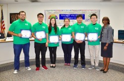 Photo courtesy: Kelli Gile Diamond Bar High Science Bowl team won the state championship and placed third in the nation. Shown: Benjamin Chen, Brandon Hung, Leslie Sim, Miriam Sun, Jeff Chow, with advisor Jose Marquez.