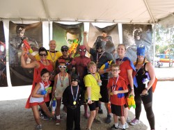 Both adults and kids dressed up as superheroes and celebrated with Spider-Man in the Hall of Justice.