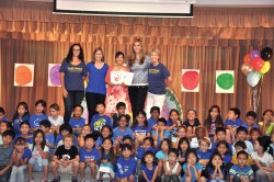 Quail Summit third grade students and staff with author Kathryn Otoshi. It just takes One!