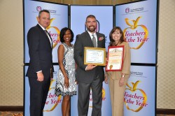 Ron Hockwalt Academies teacher Frank DeAnda was among 73 Los Angeles County Teachers of the Year honored on September 16. Shown with Superintendent Dr. Robert Taylor, Principal Dr. Donna Hunter, and Board Member Cindy Ruiz. Photo courtesy: WVUSD 